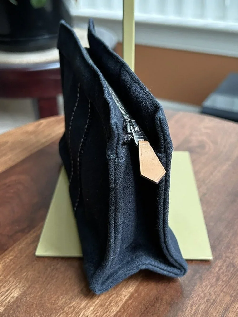 HERMES Canvas Cosmetic Pouch, Black